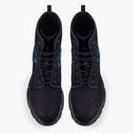 Casual Leather Chunky Boots Blue Tiger in Flame