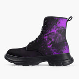 Casual Leather Chunky Boots Purple Lion Art Print