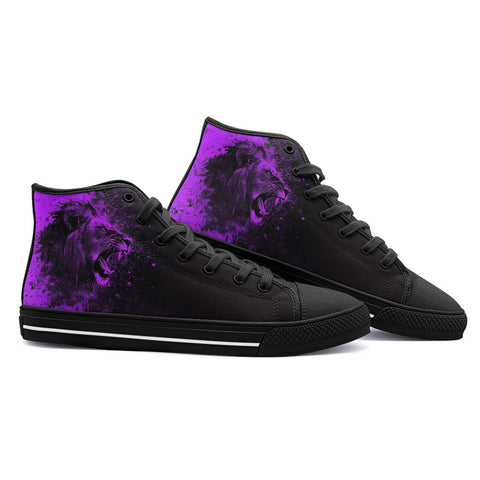 High-Top Canvas Shoes Purple Lion Art Print