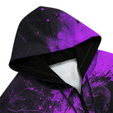 Men's Zip Up Hoodie Purple Lion Art Print