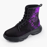 Casual Leather Chunky Boots Purple Lion Art Print