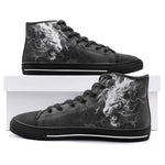 High-Top Canvas Shoes White Tiger with Flame