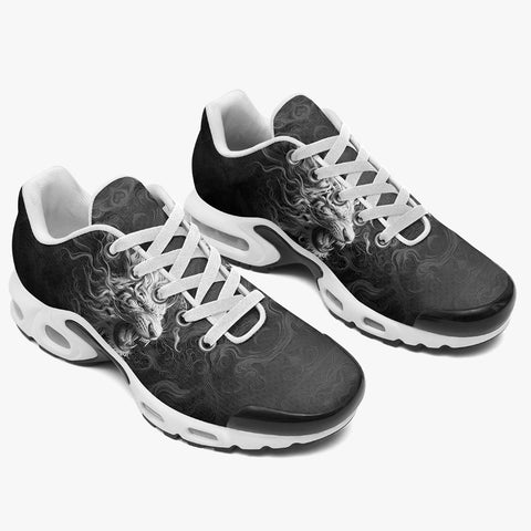 Air Cushion Sneakers White Tiger with Flame