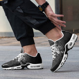 Air Cushion Sneakers White Tiger with Flame