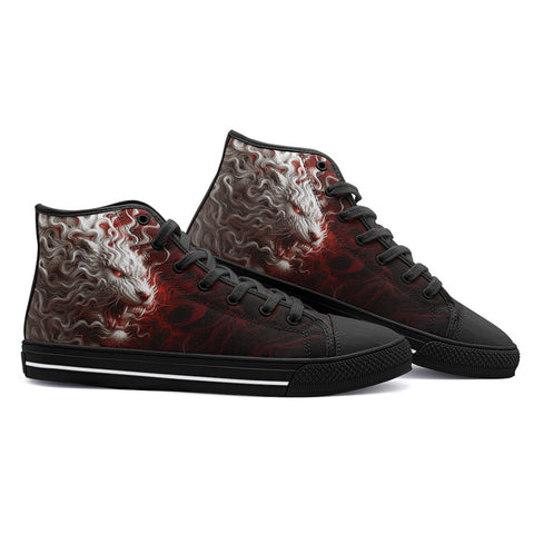 High-Top Canvas Shoes White Tiger Artwork