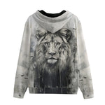 Men's Zip Up Hoodie Watercolor Lion Art