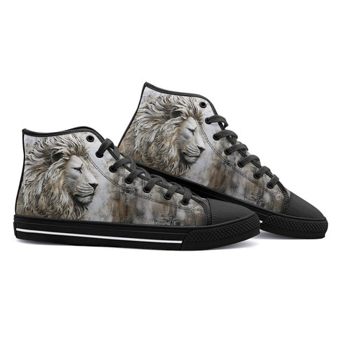 High-Top Canvas Shoes White Plaster Lion Head