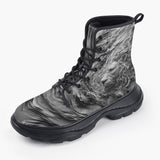 Casual Leather Chunky Boots Plaster Lion Swirling Storm