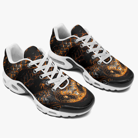Air Cushion Sneakers Gold and Black Snake Art