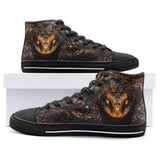 High-Top Canvas Shoes Gold and Black Snake Art