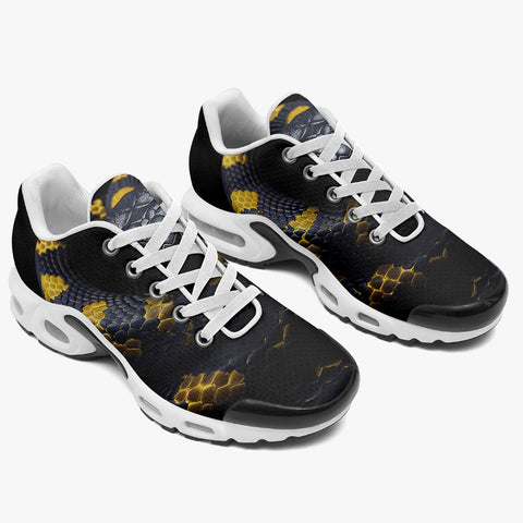 Air Cushion Sneakers Black Snake with Yellow Stripes