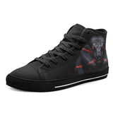 High-Top Canvas Shoes Black Snake with Red Stripes