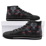 High-Top Canvas Shoes Black Snake with Red Stripes