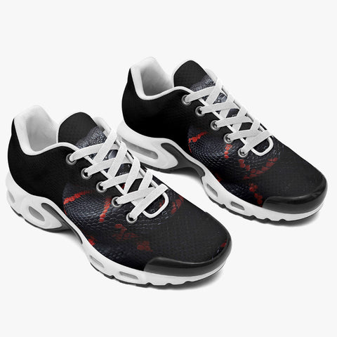 Air Cushion Sneakers Black Snake with Red Stripes
