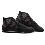 High-Top Canvas Shoes Black Snake with Red Stripes