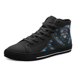 High-Top Canvas Shoes Black Snake with Blue Green Dots