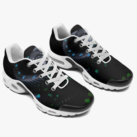 Air Cushion Sneakers Black Snake with Blue Green Dots