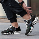 Air Cushion Sneakers Black Snake with Blue Green Dots