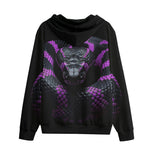 Men's Zip Up Hoodie Black Snake with Purple Stripes