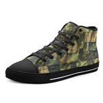 High-Top Canvas Shoes Army Green Camo Patchwork