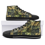 High-Top Canvas Shoes Army Green Camo Patchwork