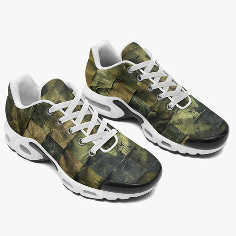 Air Cushion Sneakers Army Green Camo Patchwork