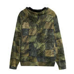 Men's Zip Up Hoodie Army Green Camo Patchwork