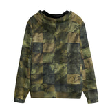 Men's Zip Up Hoodie Army Green Camo Patchwork