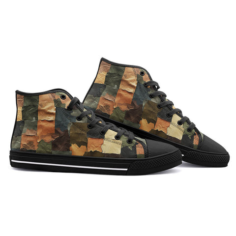 High-Top Canvas Shoes Camouflage Patchwork