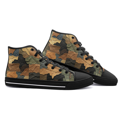 High-Top Canvas Shoes Camouflage Patchwork