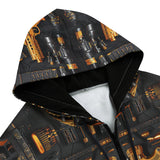 Men's Zip Up Hoodie Golden Guns and Ammo Collage