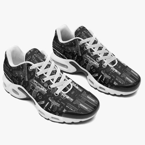 Air Cushion Sneakers Guns and Ammo Artwork