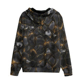 Men's Zip Up Hoodie Black Stones and Gold Light