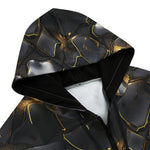 Men's Zip Up Hoodie Black Stones and Gold Light