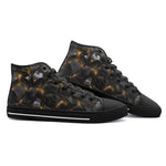 High-Top Canvas Shoes Black Stones and Gold Light