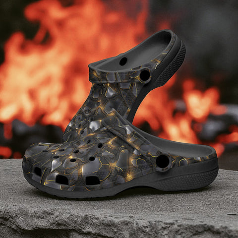 Classic Clogs Black Stones and Gold Light