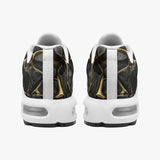 Air Cushion Sneakers Black and Gold Stone Mesh