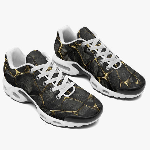 Air Cushion Sneakers Black and Gold Stone Mesh