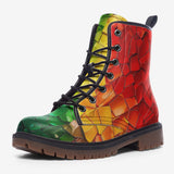 Leather Boots Rainbow Mosaic