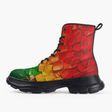 Casual Leather Chunky Boots Rainbow Mosaic