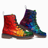 Leather Boots Rainbow Mosaic