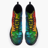 Casual Leather Chunky Boots Rainbow Mosaic