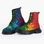 Casual Leather Chunky Boots Rainbow Mosaic