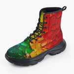 Casual Leather Chunky Boots Rainbow Mosaic