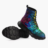 Casual Leather Chunky Boots Rainbow Mosaic