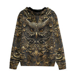 Men's Zip Up Hoodie Dark Gold Owl Wall Art