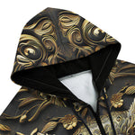 Men's Zip Up Hoodie Dark Gold Owl Wall Art