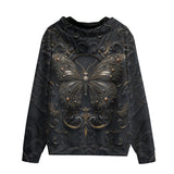 Men's Zip Up Hoodie Gothic Metal Butterfly