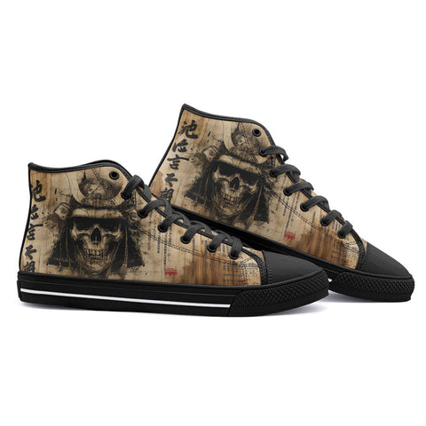 High-Top Canvas Shoes Vintage Japanese Samurai Skull