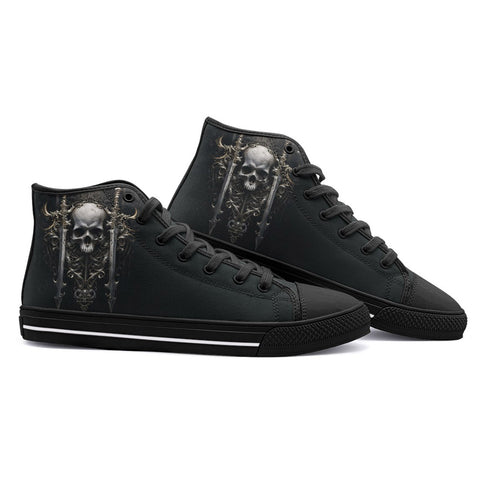 High-Top Canvas Shoes Gothic Skull with Swords